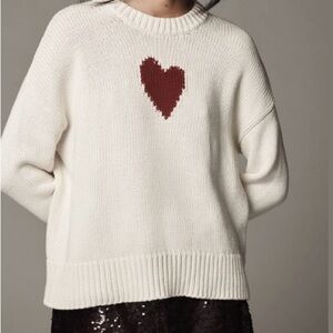 NWT Kerri Rosenthal Lovey Heart Cream Sweater